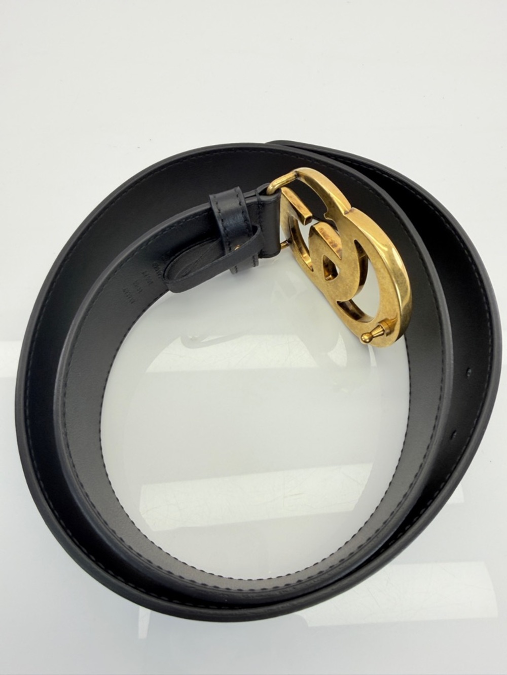 Gucci 2015 Re Edition Wide Leather Belt Gg Double Marmont Black 400593 80/32 - Picture 9 of 10